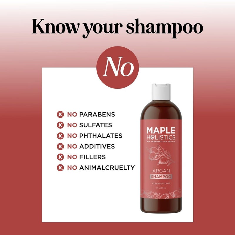 Maple Holistics Argan Oil Shampoo for Dry Hair - Sulfate Free Shampoo for Damaged Hair and Frizz with Argan Oil for Hair - Volumizing Shampoo for Hair Shine and Volume Featuring Ultra Moisturizing Natural Oils - Image 4