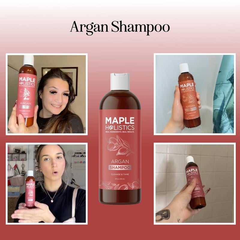 Maple Holistics Argan Oil Shampoo for Dry Hair - Sulfate Free Shampoo for Damaged Hair and Frizz with Argan Oil for Hair - Volumizing Shampoo for Hair Shine and Volume Featuring Ultra Moisturizing Natural Oils - Image 2