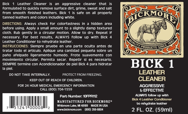 Bickmore Bick 1 Leather Cleaner 2 oz - Clean Dirt, Oil, Sweat, Salt, and Water Stains from all Colored, White, and Black Leather - Image 2