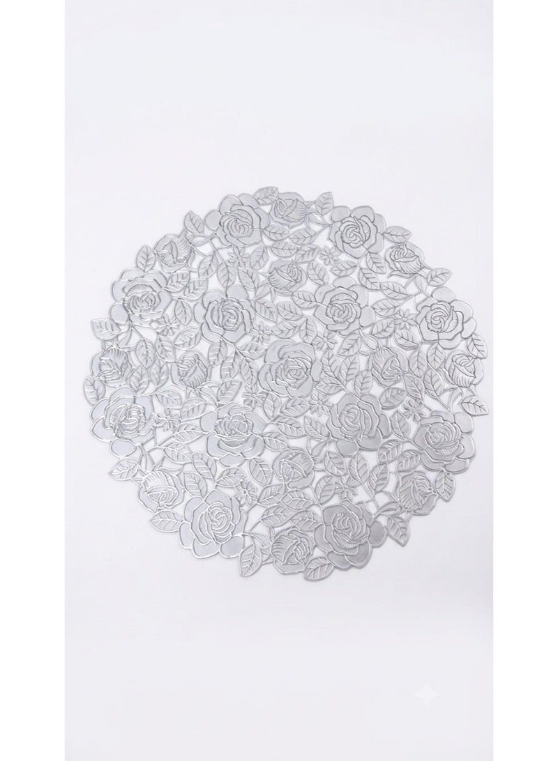Round Flower Design Placemat (Silver Color) - Image 1