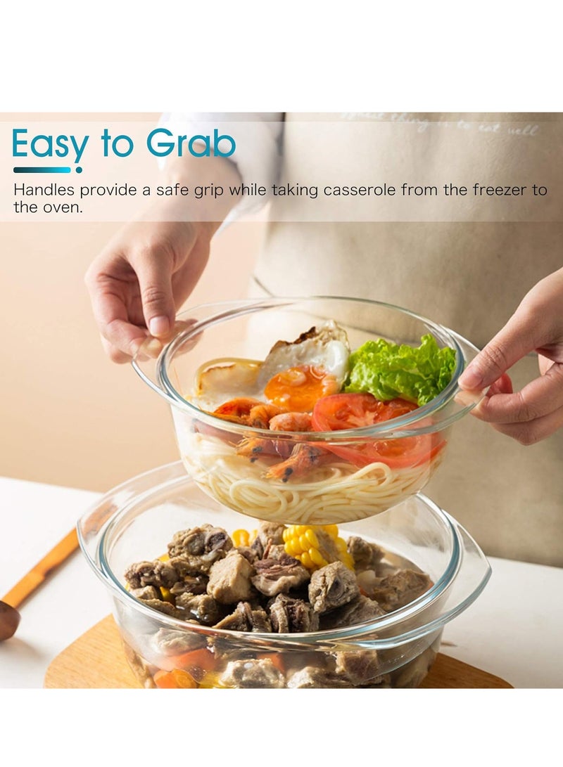 NUTRIUPS Small Round Glass Casserole Dish with lid,1.5 L glass bowl with glass lid, Microwave and Oven Safe - Image 2