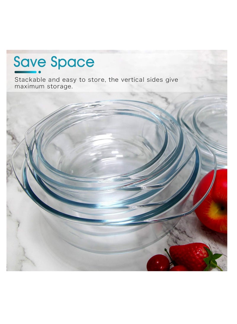 NUTRIUPS Small Round Glass Casserole Dish with lid,1.5 L glass bowl with glass lid, Microwave and Oven Safe - Image 4