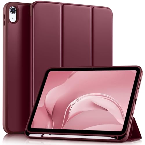 Akkerds Compatible with iPad (A16) 11th Generation Case 11 Inch 2025, for iPad 10th Generation Case 10.9 Inch 2022 with Pencil Holder, Slim Trifold Stand Protective Cover with Soft TPU Back, Wine Red - Image 1
