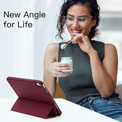Akkerds Compatible with iPad (A16) 11th Generation Case 11 Inch 2025, for iPad 10th Generation Case 10.9 Inch 2022 with Pencil Holder, Slim Trifold Stand Protective Cover with Soft TPU Back, Wine Red - Image 2