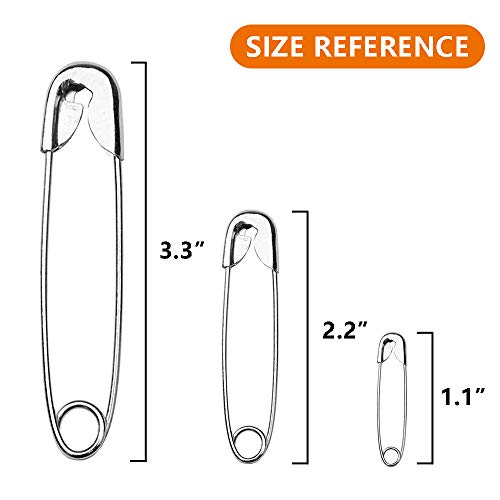 vrupin 50PCS-3In Safety Pins,Stainless Steel Safety Pins,Bulk Metal Silver Sewing Pins Clothing Clips Tool 75mm Decorative(3" 50) - Image 2