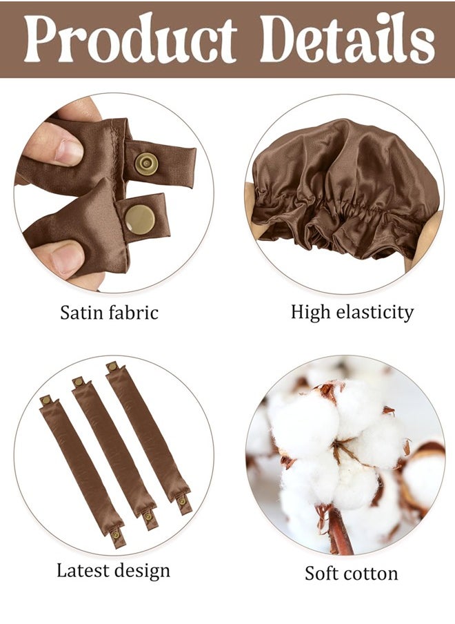 BTFMEI Satin Heatless Hair Curler 4PCS Curlers Set, Soft Silk No Heat Curling Headband, Hair Rollers with Hair Caps, Curling Rod Headband for Long Hair, Curling Set for Sleep in Overnight (Brown)  - Image 2