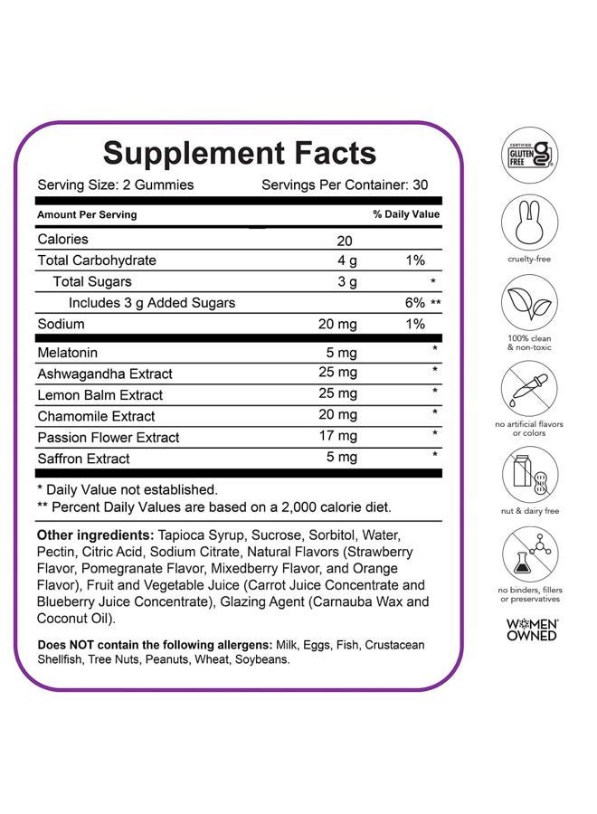 HAIRTAMIN SLEEPtamin Melatonin Gummies 5mg | Infused with Chamomile & Ashwagandha for Relaxation | Promotes Restful Sleep, Balanced Mood, Stress Relief & Enhanced Relaxation | 60 Vegan Gummies - Image 3