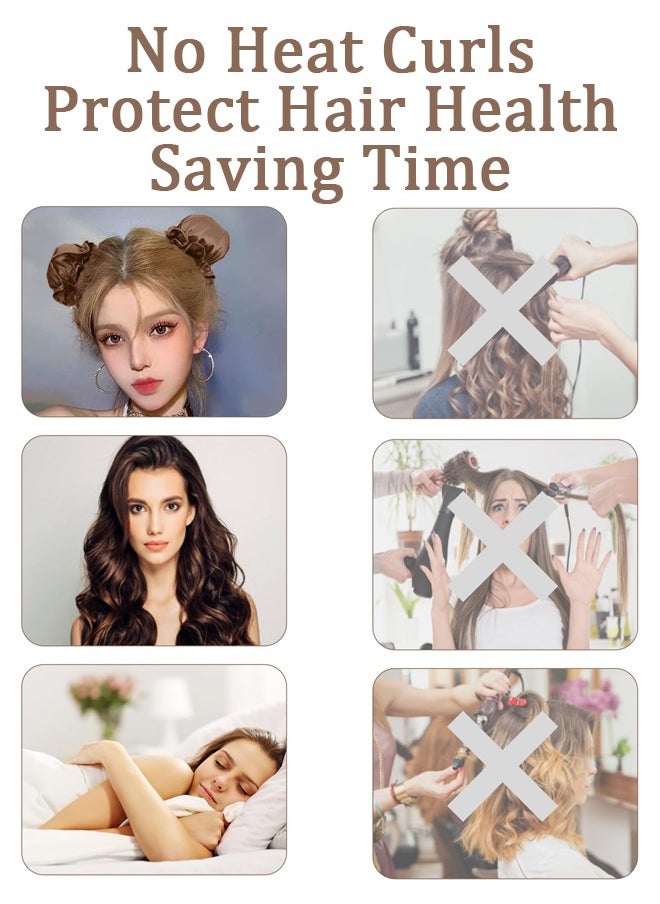 BTFMEI Satin Heatless Hair Curler 4PCS Curlers Set, Soft Silk No Heat Curling Headband, Hair Rollers with Hair Caps, Curling Rod Headband for Long Hair, Curling Set for Sleep in Overnight (Brown)  - Image 5