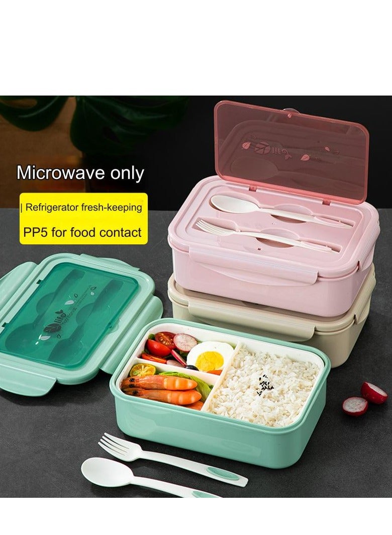 QIGAR Bento Lunch Box for Kids Adults, 3 Compartments Food Container Ideal Portion Sizes Leak-Proof Bento box for Kids ,With cutlery ,microwave heating Safe, Food-Safe Materials 1400ml - Image 2