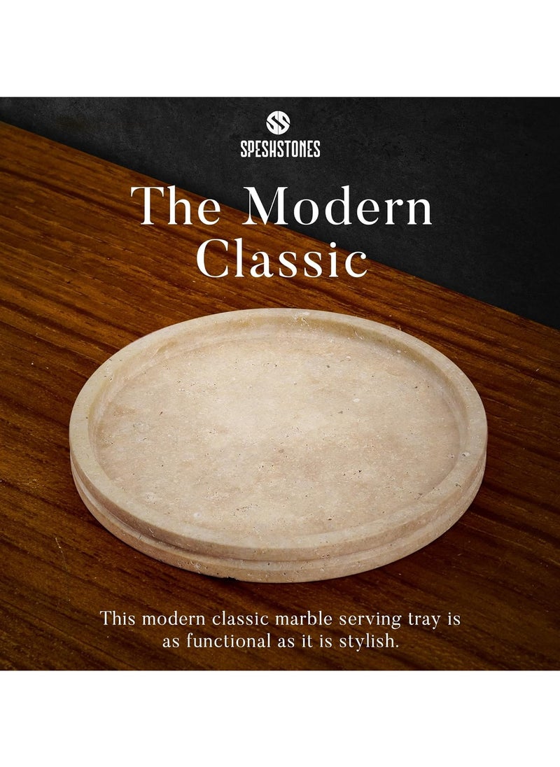 RADICALn Travertine Marble Round Tray 10" Inch Handmade Coffee Table Tray for Kitchen Countertop - Makeup Storage - Vanity Tray - Decorative Serving Tray  - Image 2