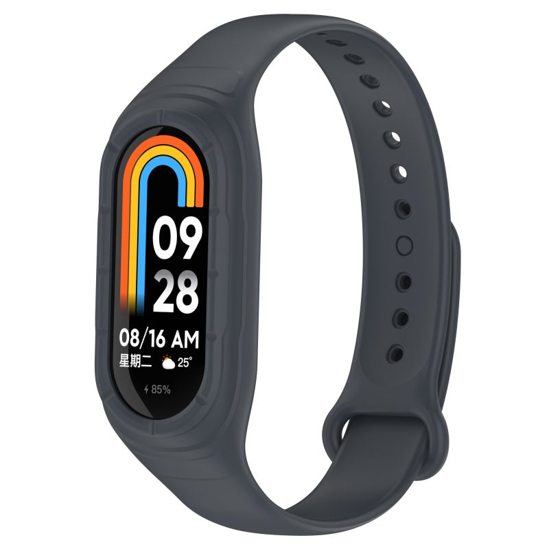 erorex For Xiaomi Mi Band 8 Integrated Silicone Replacement Watch Band(Platinum Gray) - Image 1