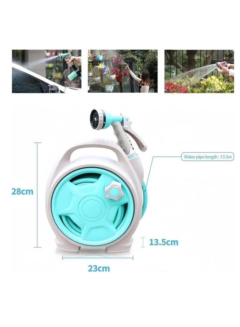 Retractable garden hose reel,15m portable garden hose with 6-function spray nozzle for watering flowers, car washing, cleaning, showering pets - Image 4