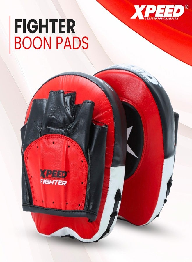 XPEED وسادات Xpeed Fighter Boon Pad المصنوعة من الجلد الطبيعي المصبوب، وسادات تركيز منحنية مبطنة للملاكمة وفنون الدفاع عن النفس، وسادات تركيز للكمات للرجال والنساء - Image 2