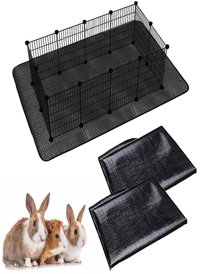 Oncpcare Waterproof Pet Playpen Mat for Rabbits 2-Pack 59×39 in - Protects Floors from Spills and Urine, Easy-Clean Cage Liner for Bunnies and Guinea Pigs (Black) - Image 1