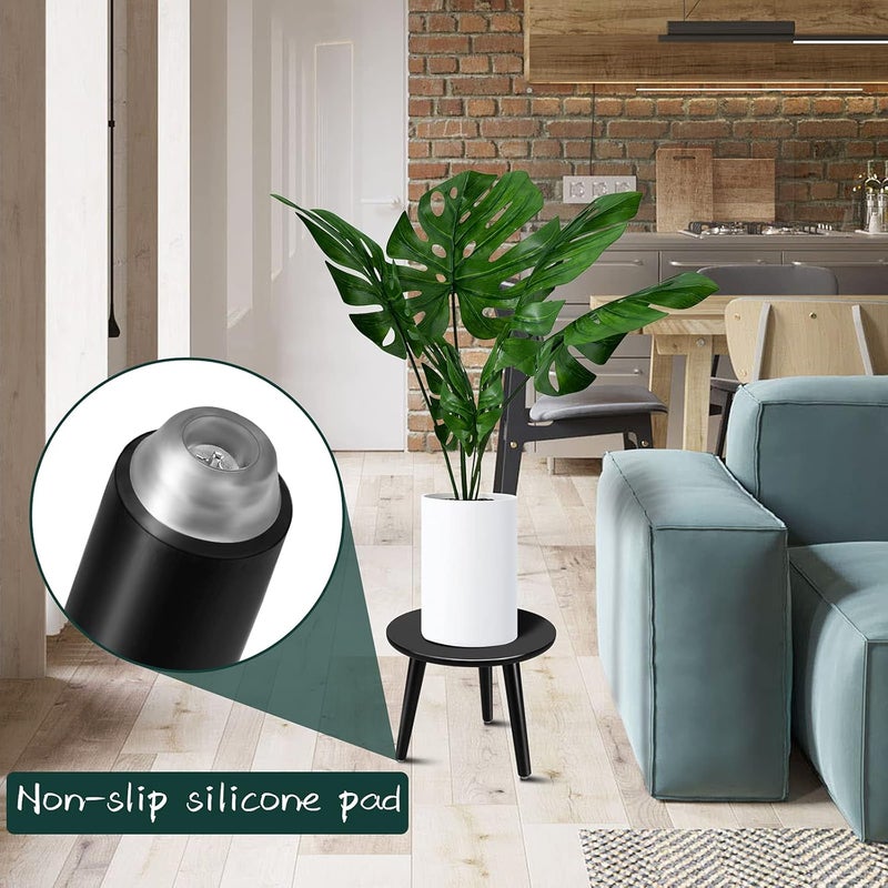Uneedem Indoor Plant Stand, Modern Plant Table 8.9" Tall Wood Mid Century Flower Holder Small Round Side End Table - Image 5
