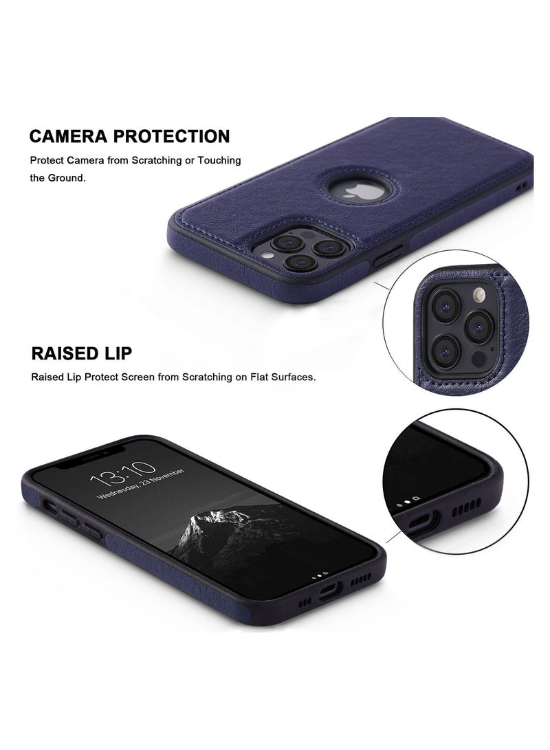 TWEGGON Luxury Vintage Premium Leather and TPU Back Cover Soft Protective Mobile Phone Case for iPhone 11 pro max 6.5" Blue - Image 2
