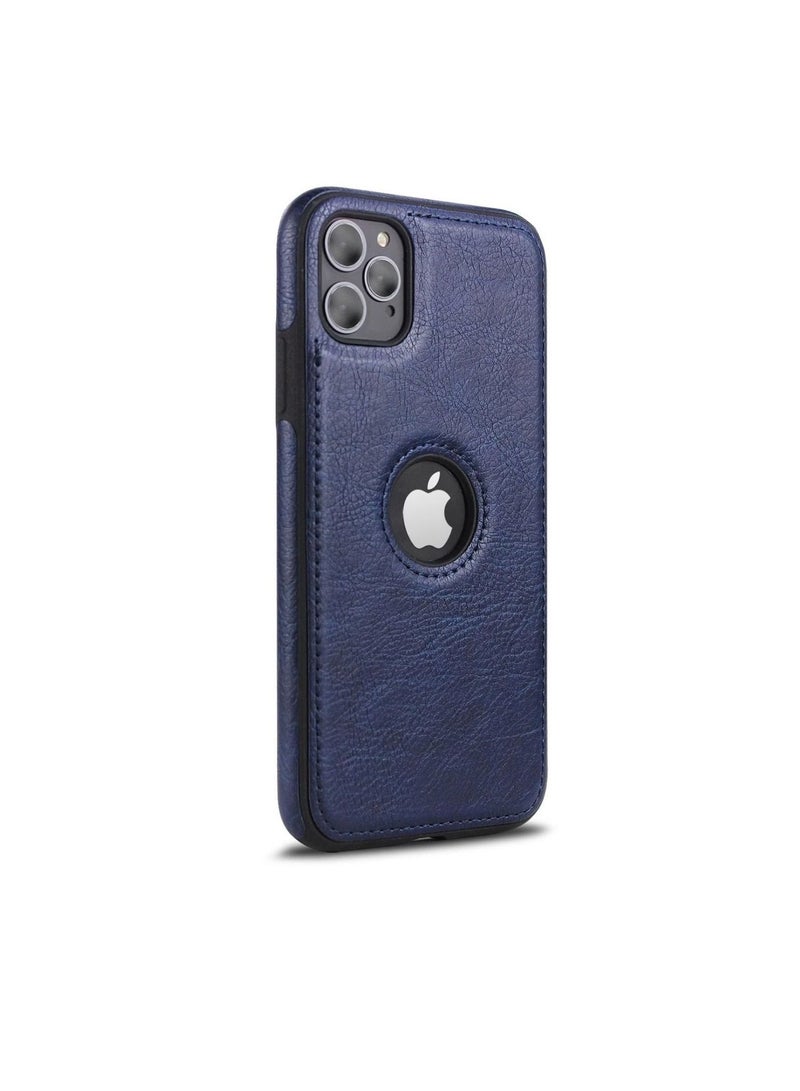 TWEGGON Luxury Vintage Premium Leather and TPU Back Cover Soft Protective Mobile Phone Case for iPhone 11 pro max 6.5" Blue - Image 1