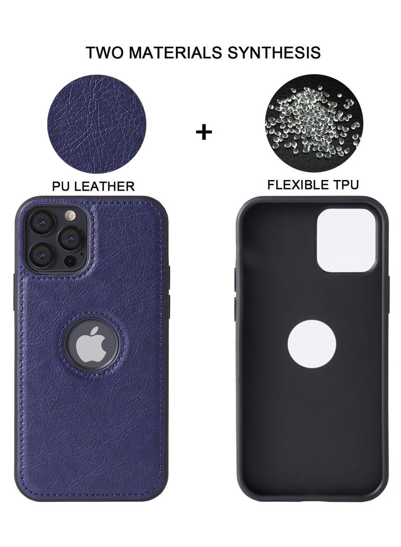 TWEGGON Luxury Vintage Premium Leather and TPU Back Cover Soft Protective Mobile Phone Case for iPhone 11 pro max 6.5" Blue - Image 3