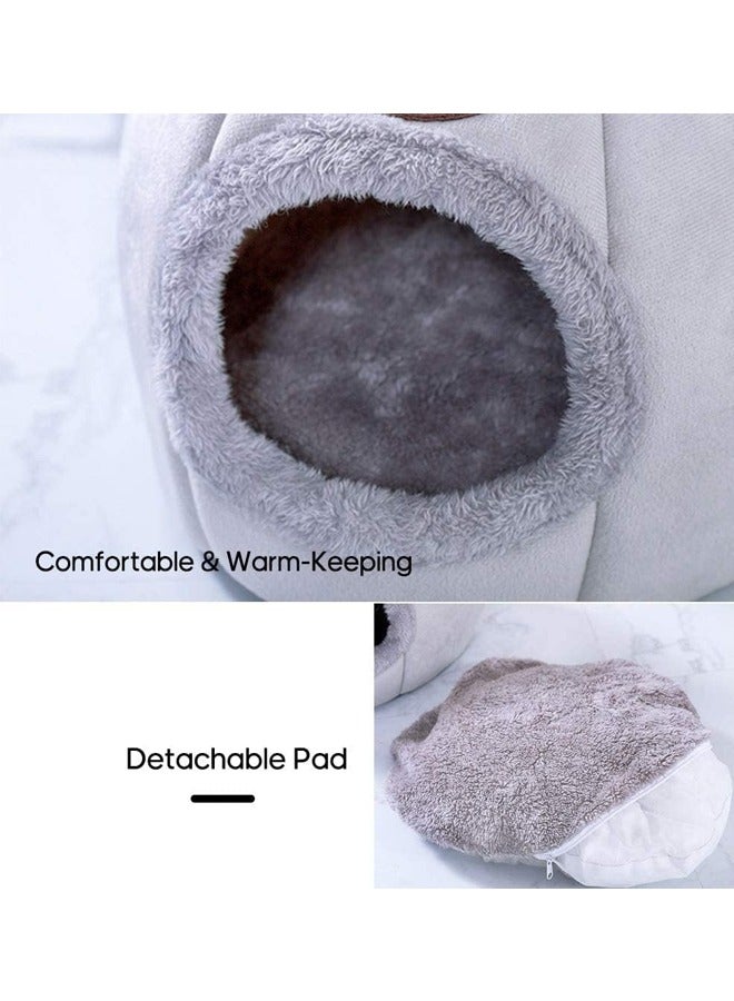 Generic Warm Cat Bed with Soft and Cozy Fleece Material, Cute Cat Ear Design, Semi-Enclosed Indoor Pet Nest for Cats and Small Dogs, Sleeping Tent Cave House with Non-Slip Bottom, 2-in-1 Cat Cave Nest  - Image 3