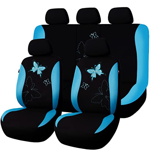 Flying Banner Butterfly car seat Covers ful Set Fashion Universal Lady Woman Female Rear Bench Back Split Colorized Mint Blue Full Set Lace - Image 1