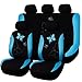 Flying Banner Butterfly car seat Covers ful Set Fashion Universal Lady Woman Female Rear Bench Back Split Colorized Mint Blue Full Set Lace - Image 2