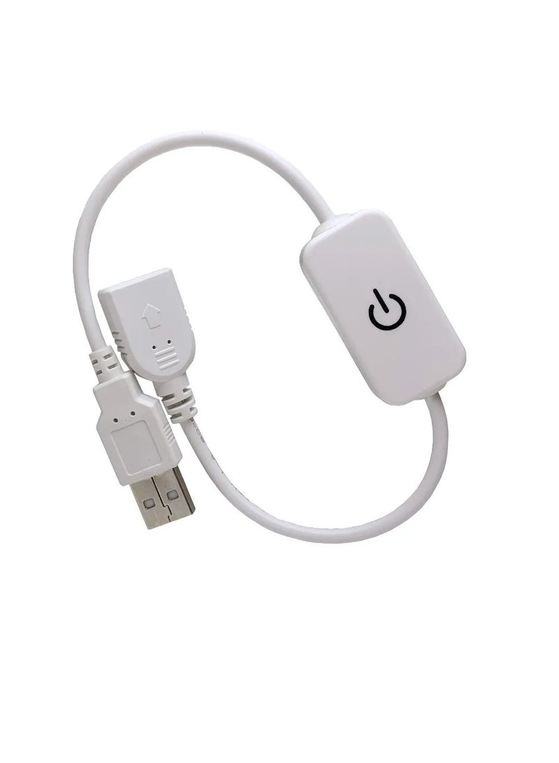 مفتاح تعتيم ضوء شريط LED، موصل تحكم التبديل لضبط السطوع، سلك تمديد USB من أنثى إلى ذكر مع وحدة تحكم بمفتاح اللمس لأضواء شرائط LED، (USB يعمل باللمس باللون الأبيض) - Image 1