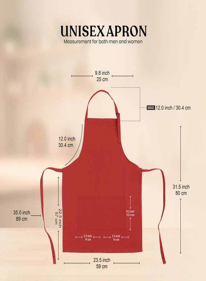 CRASOME مريلة مطبخ من CRASOME | مريلة طبخ للجنسين مزودة بجيبين وأحزمة قابلة للتعديل | مريلة للطهاة، الفنادق، المقاهي، المطاعم، البستنة، ورش العمل (عبوة حمراء من 3 قطع) - Image 3