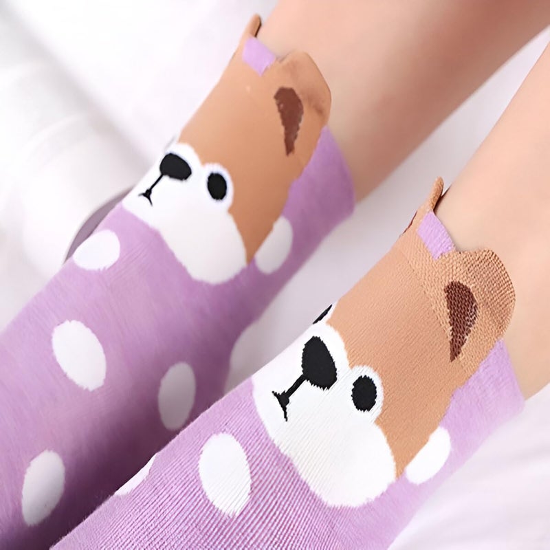 Missby 5 Pairs Cute Patterned Socks Cotton Crew Socks - Image 4