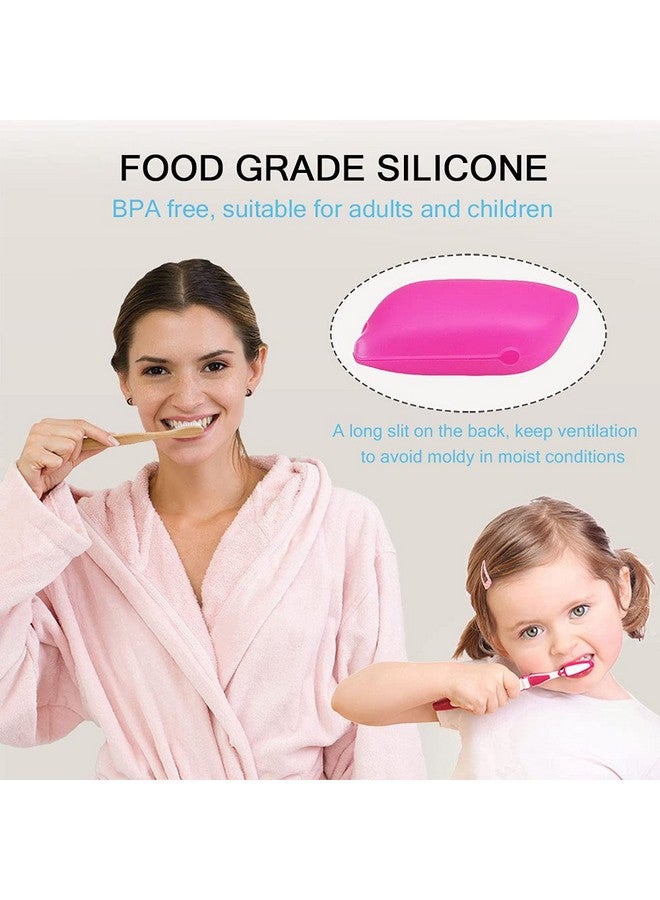 V-TOP Silicone Toothbrush Case Covers Pack Of 6, Great For Home And Outdoor (Blue/Clear/Light Blue/Pink/Rose Red/Yellow, 6 Piece Assortment) - Image 2