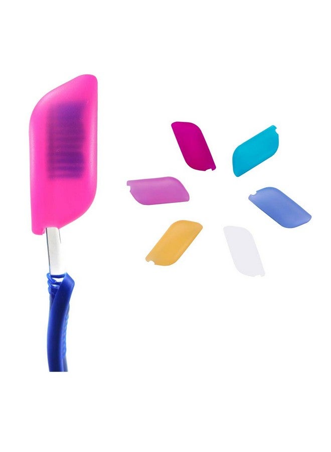 V-TOP Silicone Toothbrush Case Covers Pack Of 6, Great For Home And Outdoor (Blue/Clear/Light Blue/Pink/Rose Red/Yellow, 6 Piece Assortment) - Image 1