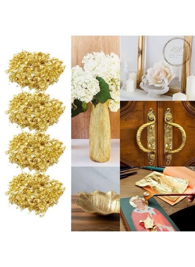 ASK VARK WALA 2 Bottles Gold Foil Flakes Gilding Gold Flakes Gold Leaf Flakes Imitation for Nails Painting Arts Crafts Resin Jewelry Making Decoration (15g/Bottle) (Pack of 2) - Image 4