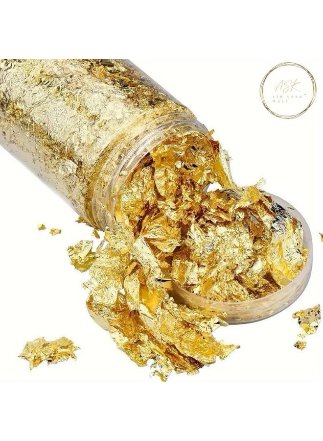 ASK VARK WALA 2 Bottles Gold Foil Flakes Gilding Gold Flakes Gold Leaf Flakes Imitation for Nails Painting Arts Crafts Resin Jewelry Making Decoration (15g/Bottle) (Pack of 2) - Image 5