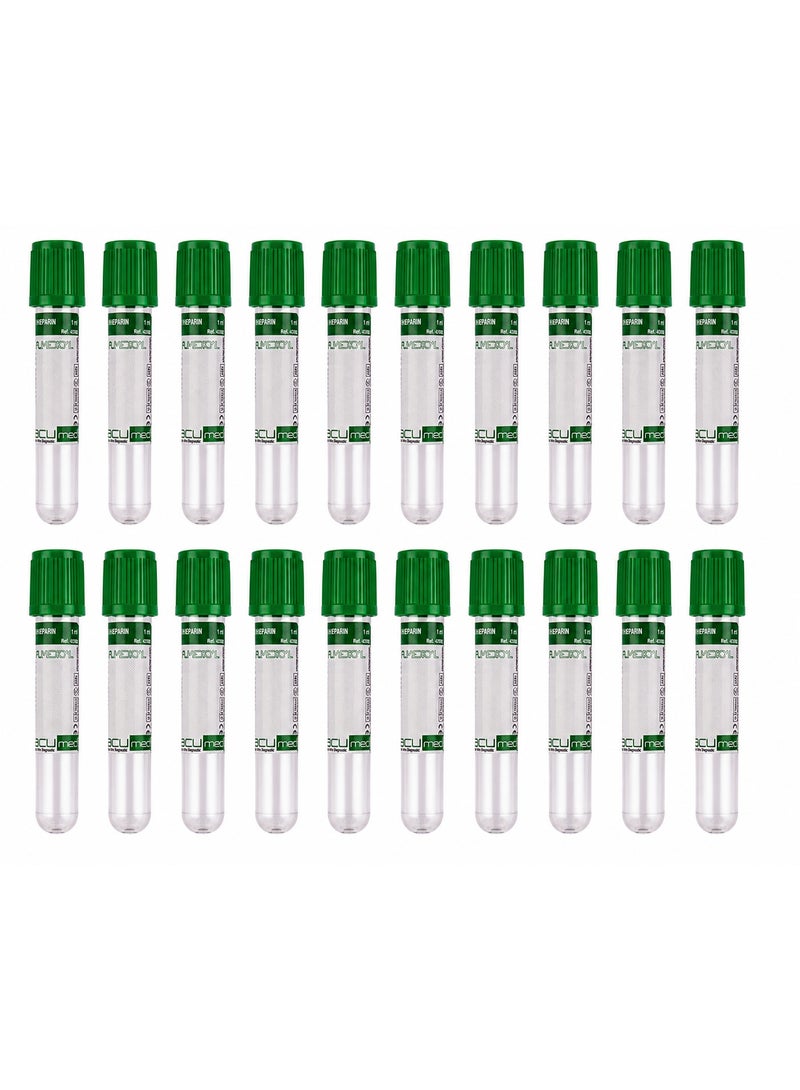 Euromed Lithium Heparin Blood Collection Tubes 4ml 13 x 75mm 20PCS