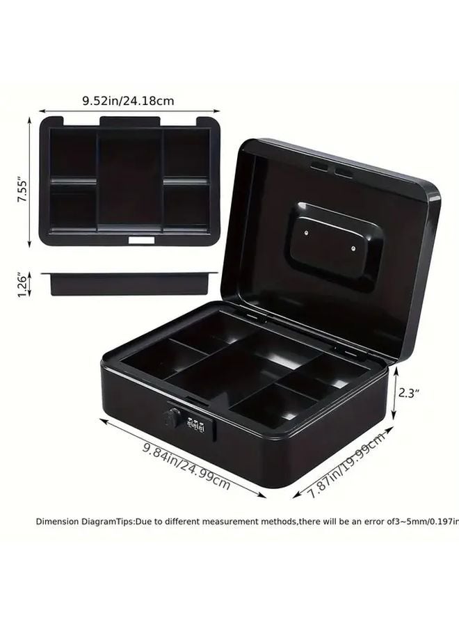 Black Metal Security Safe Box With Combination Lock Removable Money Tray - Image 4