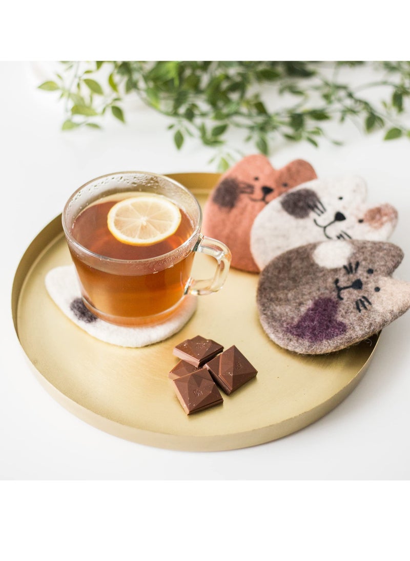 Excefore - 4Pack Cat Felt Wool Coasters for Drinks Moisture Absorbent Drink Coasters for Coffee Table Office or Dining Table Perfect Gift for Cat Lovers - Image 1