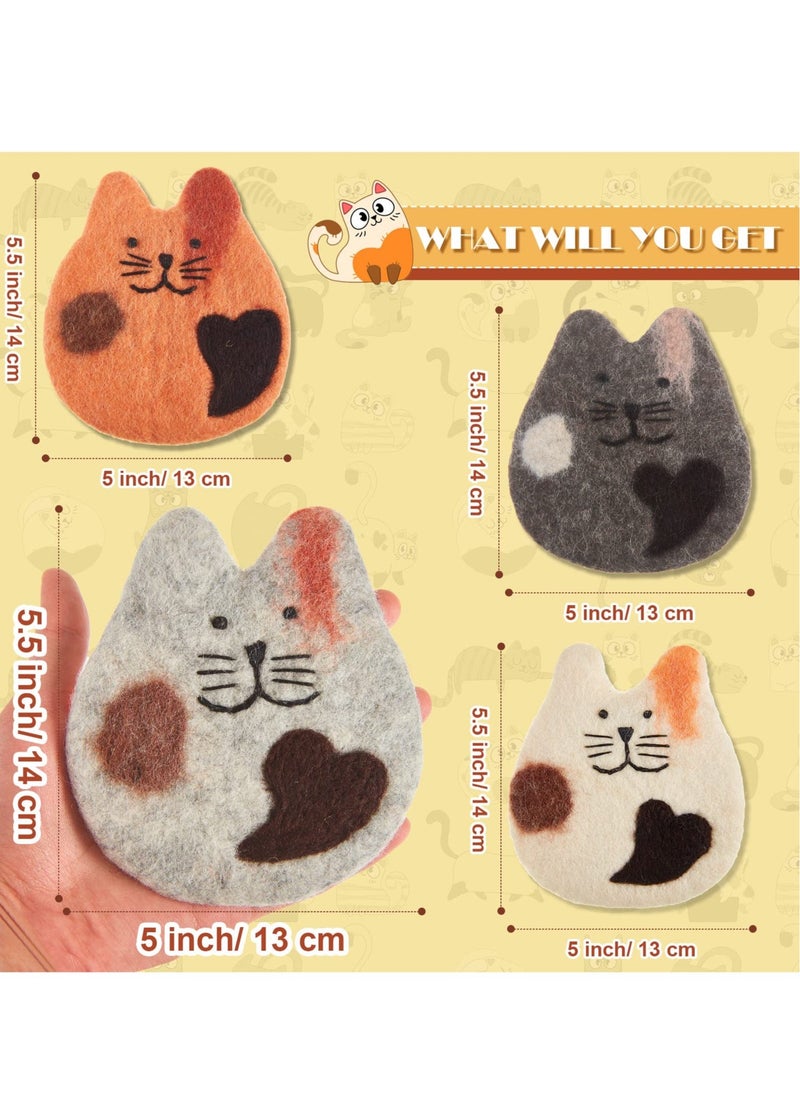 Excefore - 4Pack Cat Felt Wool Coasters for Drinks Moisture Absorbent Drink Coasters for Coffee Table Office or Dining Table Perfect Gift for Cat Lovers - Image 1