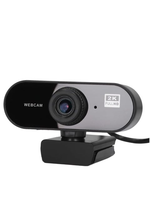 Webcam with Microphone, Full HD 2K Webcam, Streaming Camera, USB-A, Webcam for PC, Skype, Zoom, FaceTime, Laptop and Tablet
