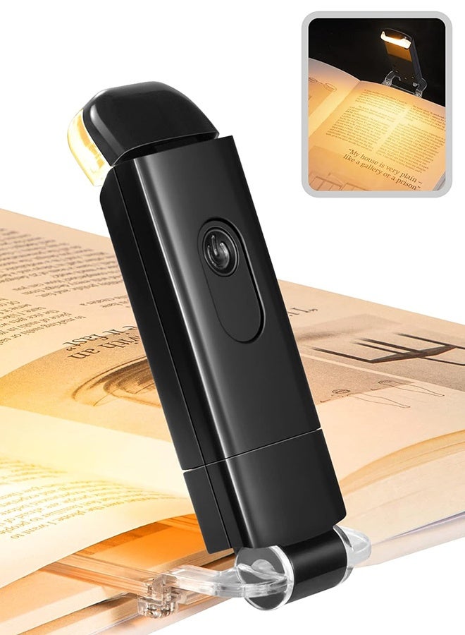 Book Reading Light with Clip USB Rechargeable Booklight for Reading in Bed Eye Care LED Book Lamp for Kids  Bookworms 3 Brightness Levels (Black) - Image 1