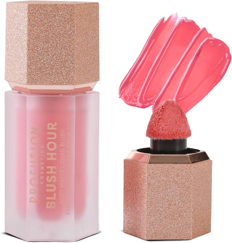 Profusion Cosmetics Blush Hour Soft Matte Liquid Blush Rich Pigment Cheek Tint for Natural Dewy Glow with Lightweight Formula Strawberry Daiquiri