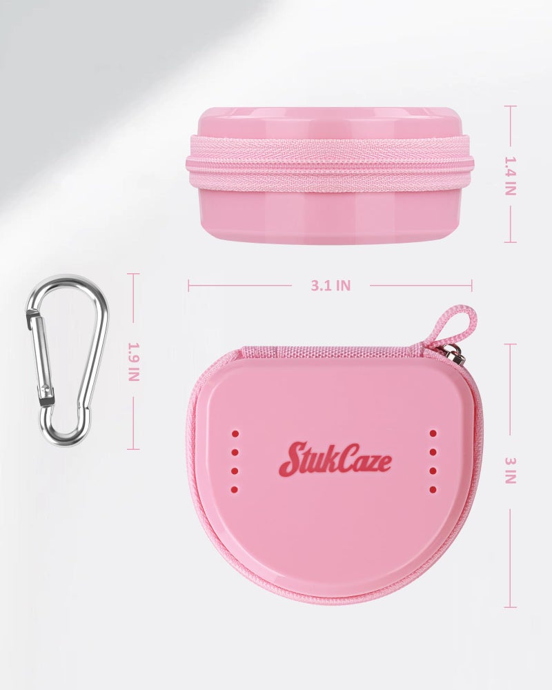 stukcaze Mouth Guard Case with Zipper, Portable Carrying Retainer Mouthguard Case for Youth Football, Breathable Mouth Guard Boxing with Climbing Clip, Travel Storage Adult & Youth Sizes Pink - Image 3