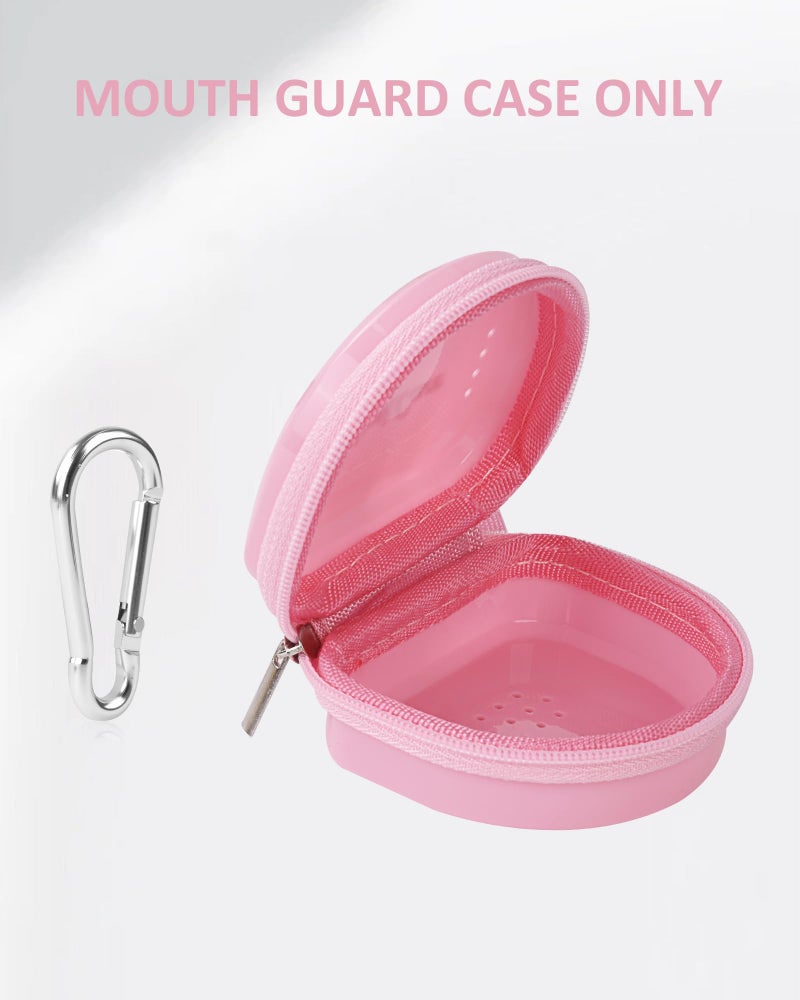 stukcaze Mouth Guard Case with Zipper, Portable Carrying Retainer Mouthguard Case for Youth Football, Breathable Mouth Guard Boxing with Climbing Clip, Travel Storage Adult & Youth Sizes Pink - Image 2