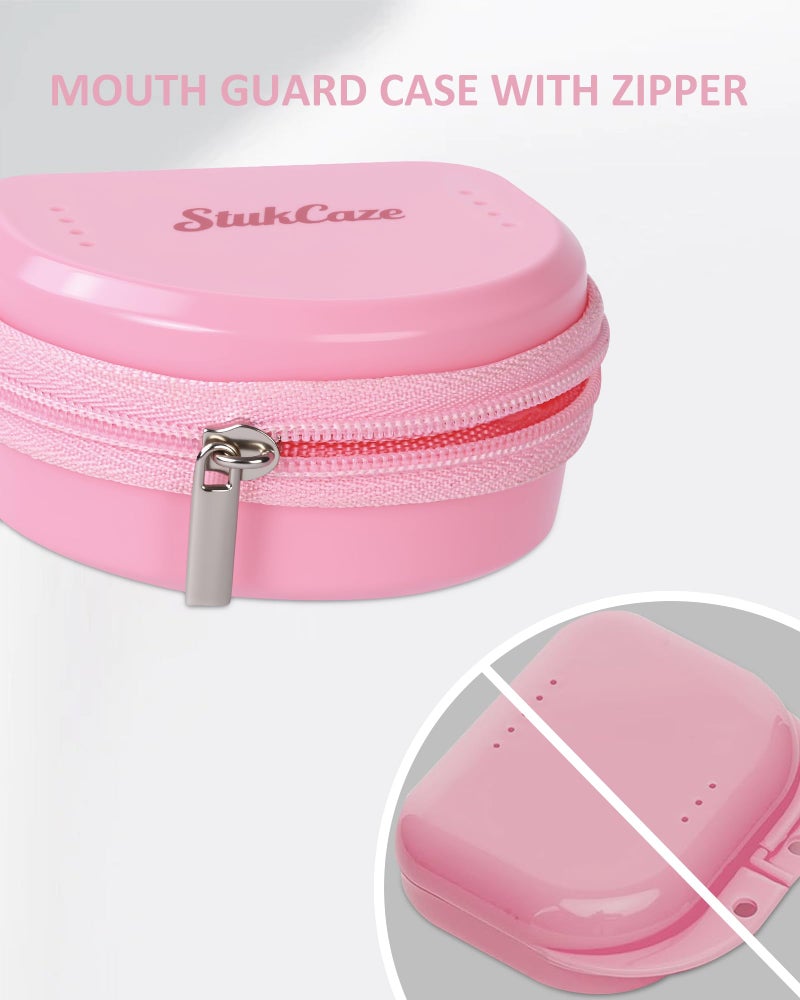 stukcaze Mouth Guard Case with Zipper, Portable Carrying Retainer Mouthguard Case for Youth Football, Breathable Mouth Guard Boxing with Climbing Clip, Travel Storage Adult & Youth Sizes Pink - Image 4