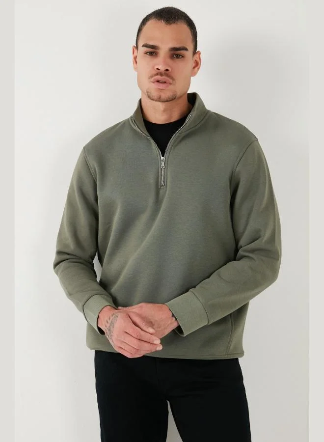 Buratti Cotton Regular Fit Half-Zip Stand-Up Collar Sweatshirt Men's SWEAT 59052592