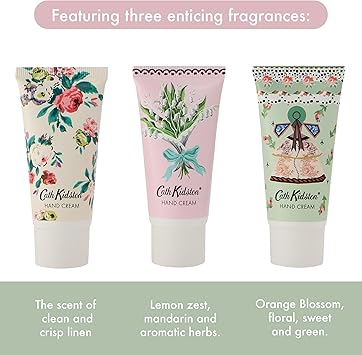 Cath Kidston كريم يد كاث كيدستون 30 مل × 3 غني بزبدة الشيا والجلسرين والزيوت الأساسية ثلاث عطور حجم سفر وصديق للنباتات مجموعة هدايا تجميلية لها مجموعة الزهور البرية والنساء البرية - Image 4