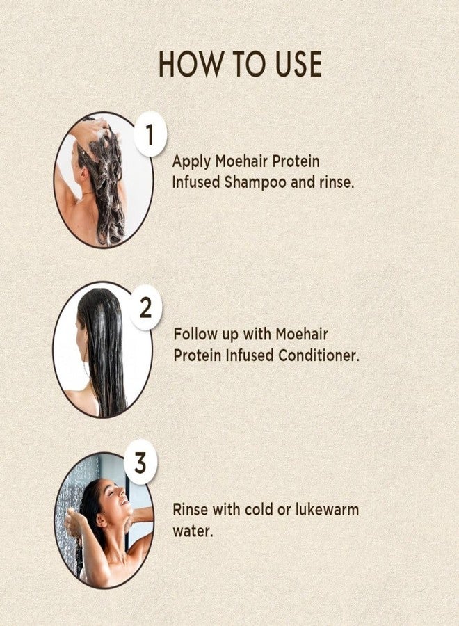 Moe.-.Ha.ir Protein Infused Shampoo and Conditioner Set for Dry & Damaged Hair | Strengthens Hair Fiber | Sulfate & Paraben Free | Adds Shine, Softens & Hydrates Hair (355ml*2 - Combo) - Image 5