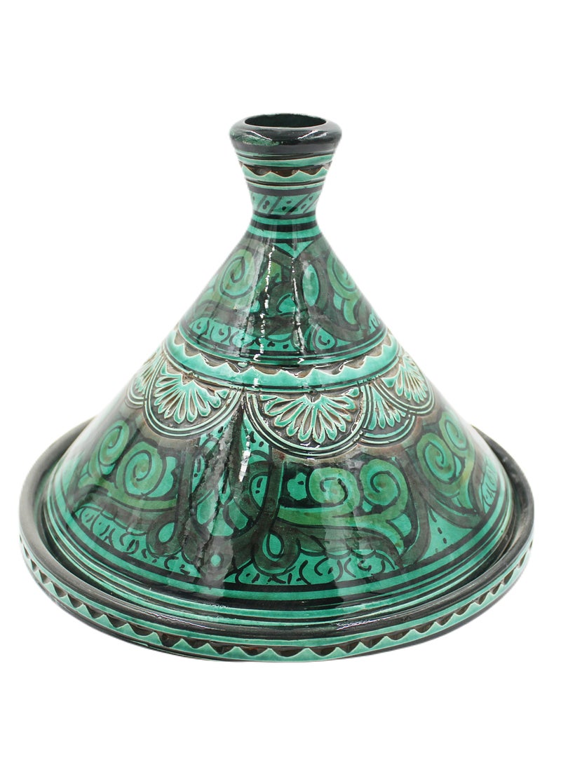 Antique Museum Moroccan Handmade Hand Painted Tajeen (Food Pot) Carving Work 26.5 cm  - Image 1