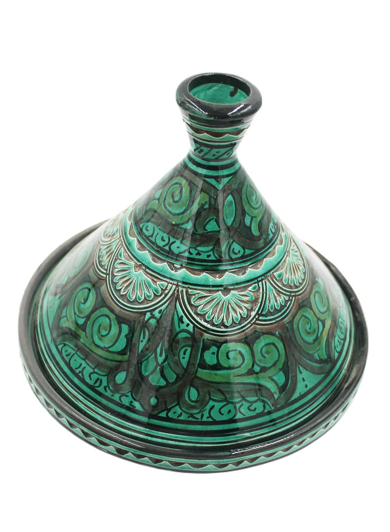 Antique Museum Moroccan Handmade Hand Painted Tajeen (Food Pot) Carving Work 26.5 cm  - Image 3