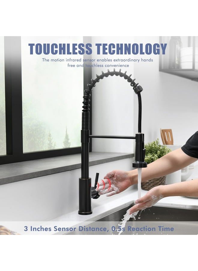 GIMILI Touchless Oil Rubbed Bronze Kitchen Faucet with Pull Down Sprayer Smart Motion Sensor Hands-Free Activated Single Hole Spring Faucet for Sink - Image 2