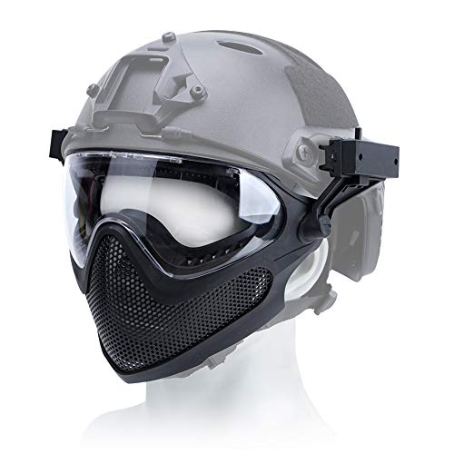 ATAIRSOFT 2 Modes Airsoft Mask Full Face Tactical Safety Protective Mask Anti-Fog Goggles Set with 3 Interchangable Lens (Black) - Image 4