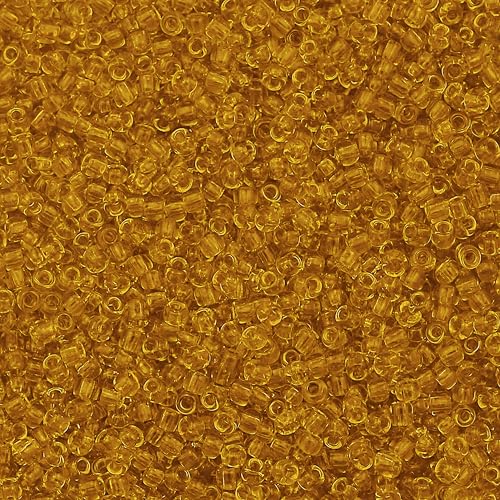 INDIKONB Seed Beads Transparent Finish Small Glass Beads Size 11/0-2mm Sugar Glass Beads for Embroidery, Aari Work, Jewellery Making (Gold) - Image 1